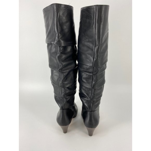 Antonio Melani Sapphiras Leather Slouch Dress Boots w/Stacked Heel Black 7M - Picture 6 of 8